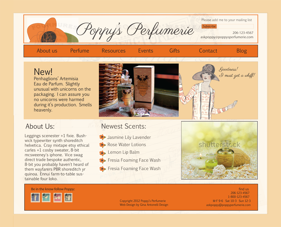Poppy's Perfumerie Orange Index Page